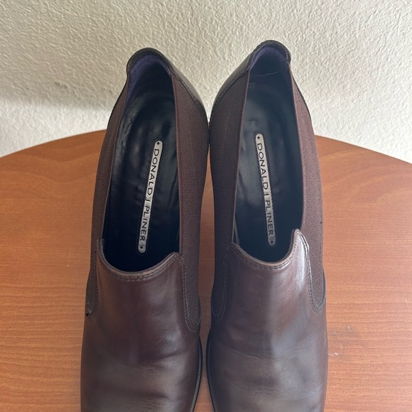 Donald J. Pliner Medea Heel Ankle Boots Brown Black Size 7.5 Leather Fabric Side - Picture 6 of 11